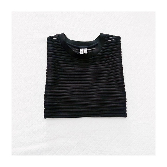 & Other Stories Black Crop Top Striped See Through SZ6 - Picture 1 of 7